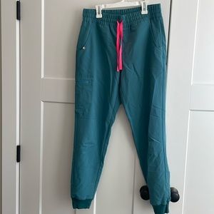Figs high waisted teal Zamora scrub bottoms